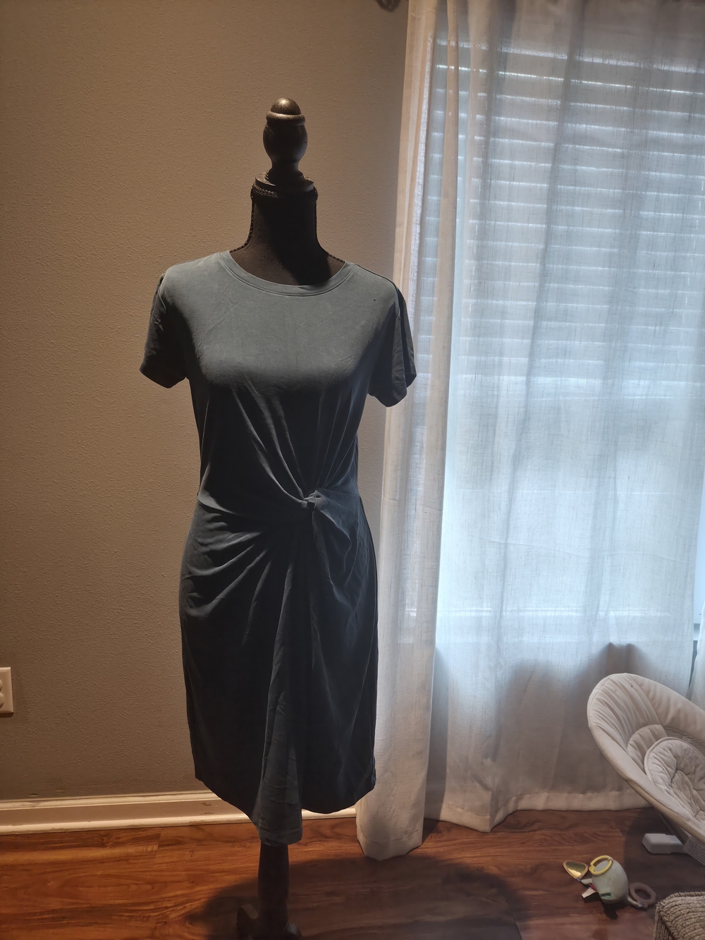 LOFT Slate Blue Knot-Front Midi Dress